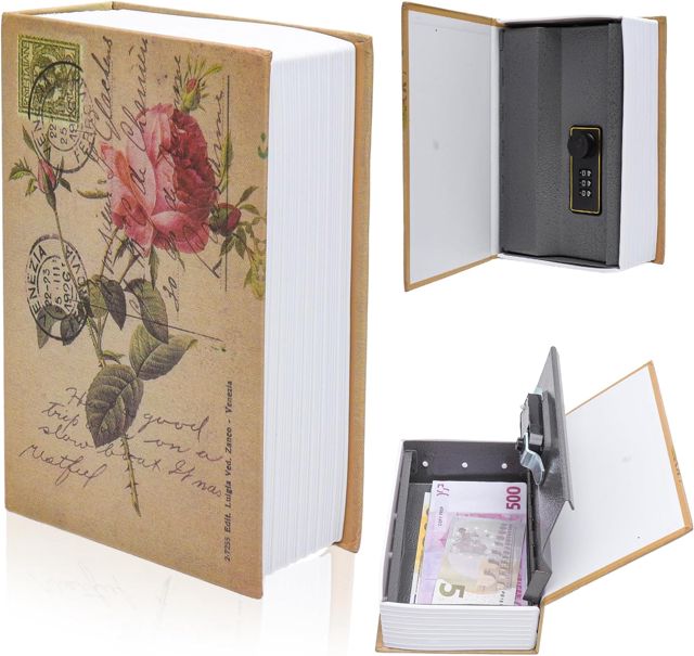 Coffre-fort à livre avec serrure à combinaison – coffre livre secret caché pour argent, bijoux, clés – boîte de sécurité portable pour maison, bureau et voyage