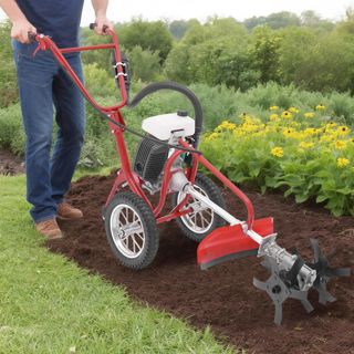 Mini-fraiseuse de jardin à essence 63 cm³ - Moteur à essence 4 temps - Motobineuse - Microcultivateur avec profondeur de travail de 10 cm - Pour le labour, le travail du sol, le buttage