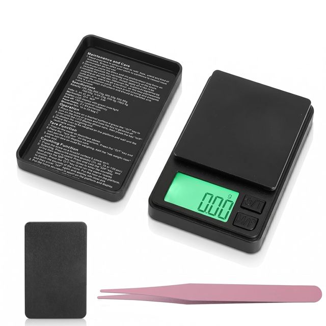Mini Balance de Précision 0.01g, Balance de Poche Numérique 200g Balance Grammes Compacte avec Écran LCD & Fonction Tare 8 Unités Balance Or pour Bijoux, Café, Laboratoire avec Pince