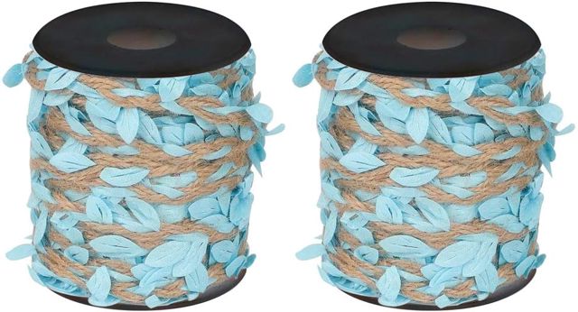 2PCS Ficelle De Jute avec Feuille, Ruban De Feuille De 33 Pieds avec Bobine pour La Décoration De Jardin De Maison De Mariage - Vert