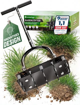 Aérateur de pelouse Pro - Fourche aérée innovante - Scarificateur et aérateur pour aération de pelouse - Outil de jardin de qualité supérieure pour aérer et ameublir la pelouse