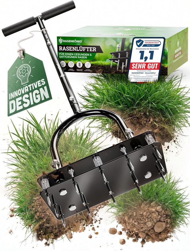 Aérateur de pelouse Pro - Fourche aérée innovante - Scarificateur et aérateur pour aération de pelouse - Outil de jardin de qualité supérieure pour aérer et ameublir la pelouse