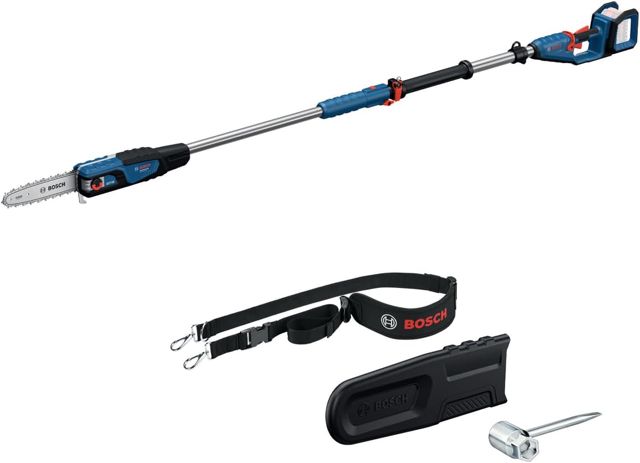 Bosch Professional 18V System Élagueuse télescopique GKE 18V-25 TP (jusqu'à 130 coupes par charge, tige télescopique 2,9 m, moteur sans balais, fourreau 25 cm, clé en T, sangle, sans batterie)