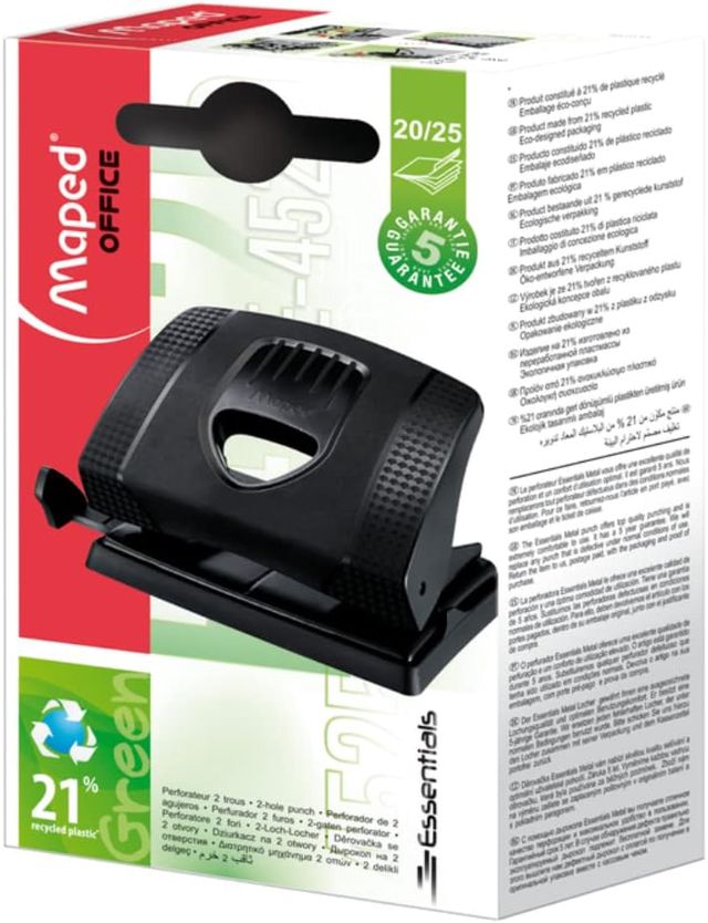 Maped - Perforateur Essentials - Economique - 2025 Feuilles - coloris Noir