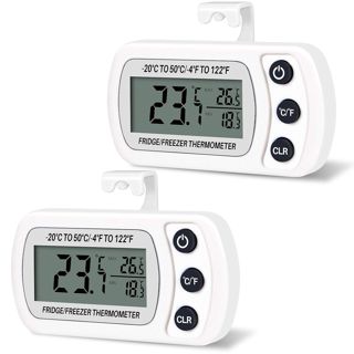 Thlevel 2 Pièces Thermomètre pour Réfrigérateur Congélateur Frigidaire Numérique Température avec Crochet Écran LCD Facile Lire Fonction d'Enregistrement Max Min