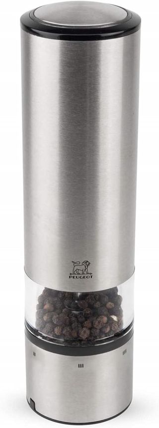 PEUGEOT - Duo Moulin à Poivre + Moulin à Sel Électrique Elis Sense u'Select 20 cm - 6 Réglages de Moutures Prédéfinies - En Inox - Fabrication Française