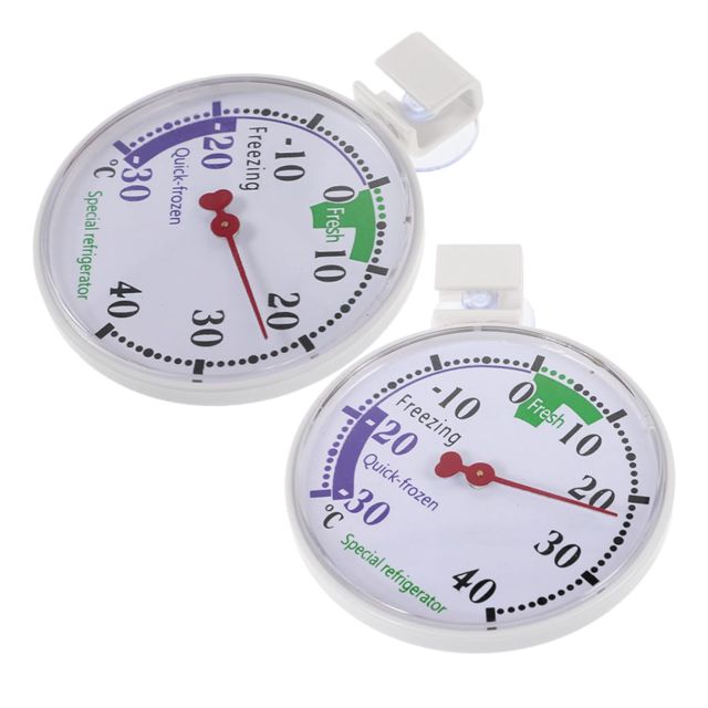 Toyvian Thermomètre de Réfrigération Portable pour Lot de 2 Pièces en Plastique Réutilisable Blanc, Double Fonctionnalité Cuisines Domestiques et Supermarchés