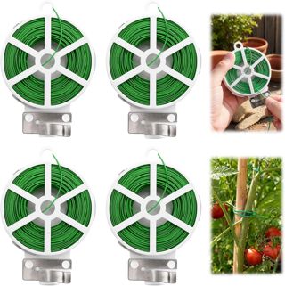 4 Rouleaux Fil De Fer Vert, 200M Lien Pour Attacher Les Plantes avec Cutter