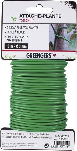 90354 Lien de Jardinage Soft 10 m x 3 mm – Attache Plantes Souple – Ficelle de Tuteurage pour Tomates, Fleurs et Plantes Grimpantes – Ligature Douce