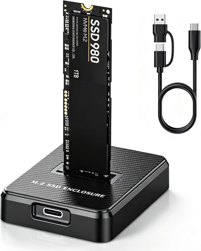 Station d'accueil M.2 NVMe et SATA vers USB C, adaptateur double protocole M.2 vers USB C, boîtier de lecteur de carte SSD externe 10 Gbit/s, compatible avec M Key, B+M Key, pour SSD 2280, 2260, 2242