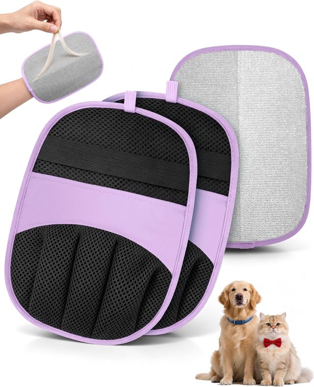 Lot de 2 Gant Anti Poils Animaux, Solution pour Chats et Chiens (Bleu)