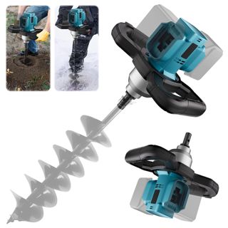 Perceuse à Terre Sans Fil Compatible avec Makita 18V, Perceuse à Pieux Professionnelle à Moteur Sans Balais 1200W, Pour Construction de Jardin, L'agitateur à Mortier (Sans Batterie et Tête en Spirale)
