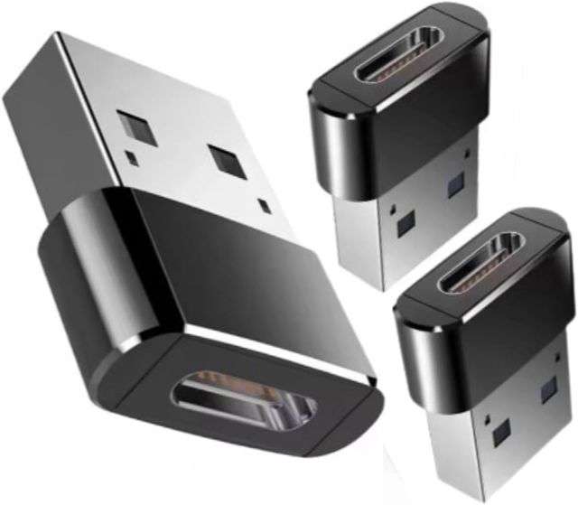 Adaptateur USB C vers USB A, Lot 3, Charge Rapide, Aluminium