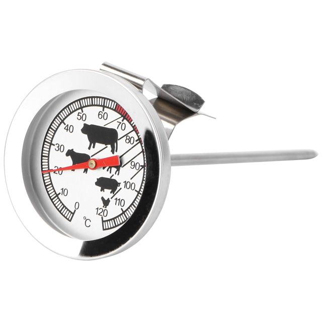NUOBESTY Thermomètre Métallique Cuisine Sonde Précise en Acier Inoxydable Blanc, Prévention des Éclats, pour Barbecue et Cuisson Four