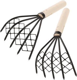 Housoutil 2 Pièces Râteau Net Râteau Net Râteau Fourche à Creuser Râteaux à Fruits De Mer Râteau à Palourdes en Acier Inoxydable Râteau De Crabe De Crustacés Plage Bord De Mer Le Fer Japon