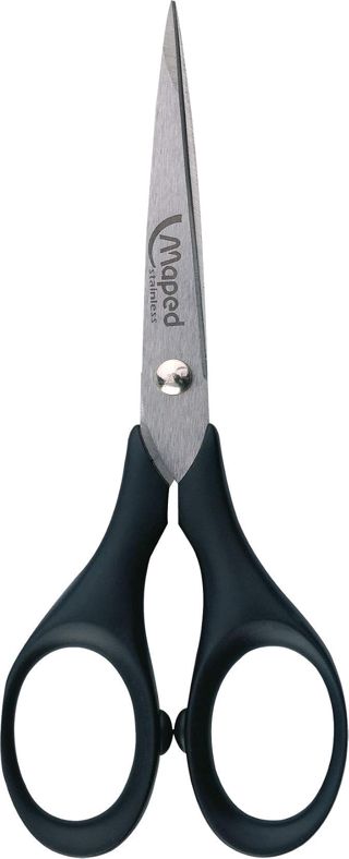 Maped - Ciseaux Precise 13 cm - Bout Pointu - Pour des Découpes de Précision - Lames en Acier Inoxydable Brossé - Avec Étui Protège-Lame Noir