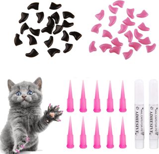Chats Couvre-Ongles Protection,Cat Nail Cover Protector,Capsules d'Ongles Colorés pour Chat,Capuchons pour Griffes de Chat,Protection Mignon Cat Pet Nail Caps Griffes pour Animal Domestique,Taille M