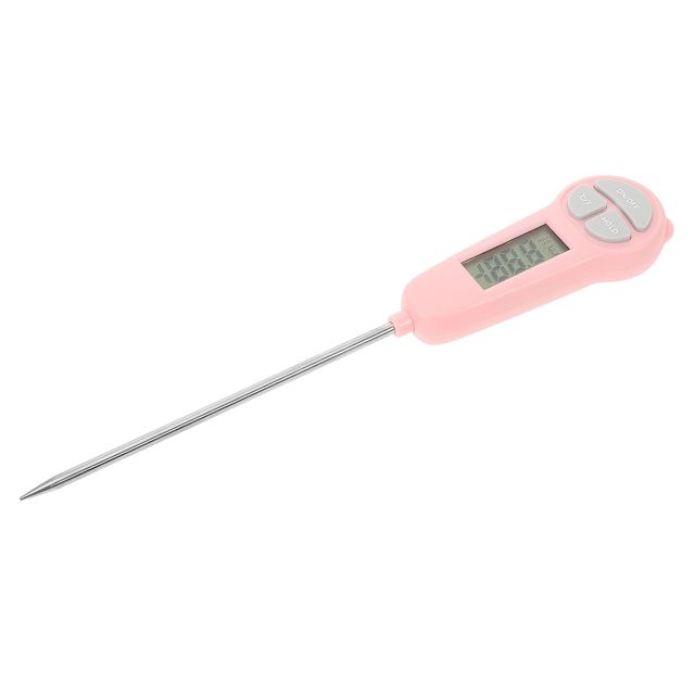 Angoily Thermomètre Cuisine Numérique Portable à Lecture Instantanée pour Aliments Solides et Liquides, Sonde en Acier Inoxydable, Couleur Rose, pour Cuisson et Friture