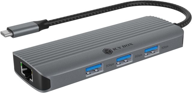 ICY Box Station d'accueil USB-C (6 en 1) avec 1 Port HDMI (4K 60 Hz), 3 hubs USB 3.2, 100 W Power Delivery, Aluminium, Plug & Play, Windows & macOS, IB-DK4034a-CPD
