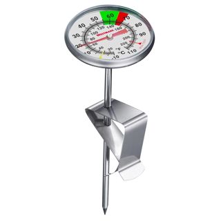 Westmark Thermomètre à lait - Thermomètre de cuisine pratique pour mousser le lait, délicieuse mousse de lait pour café, thermomètre barista avec clip - Acier inoxydable
