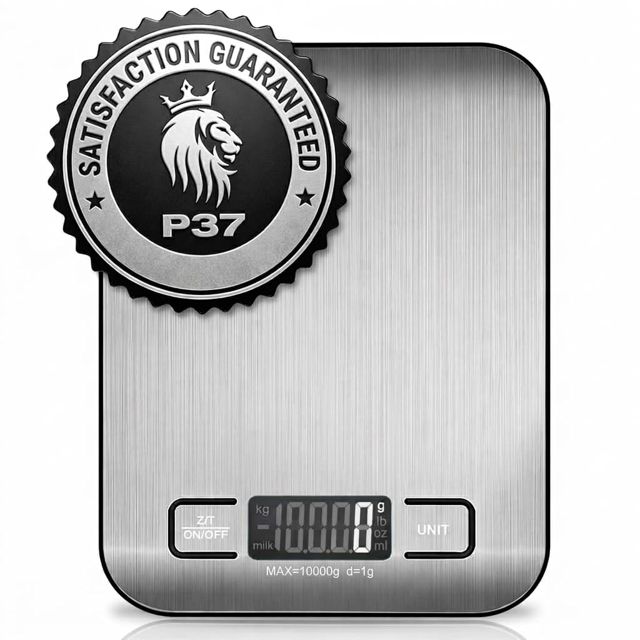 Balance de cuisine numérique – Balance alimentaire haute précision 10kg pour la cuisson et la préparation des repas, design en acier inoxydable avec écran LCD rétroéclairé, mesure grammes et onces