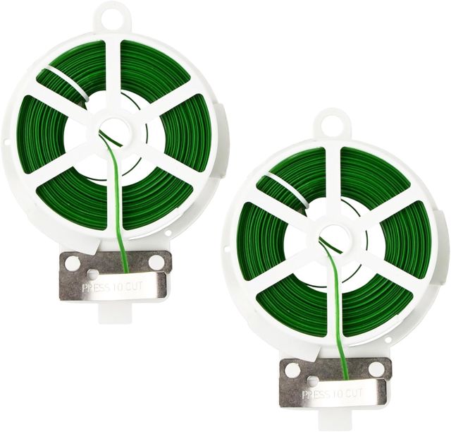 Zimoer - 200M Fil de Fer pour Plantes Cravates de Jardin Vert en Métal avec Coupe, Fil de Serrage pour Jardin Multifonctionnel