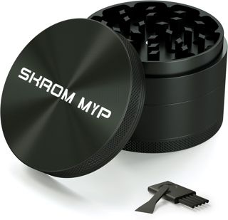 Grinder Broyeur 4 Pièces, 75mm Grand Grinder à Herbes, Alliage d'Aluminium avec Grattoir à Pollen pour Épices, Herbes, Assaisonnements (Noir)