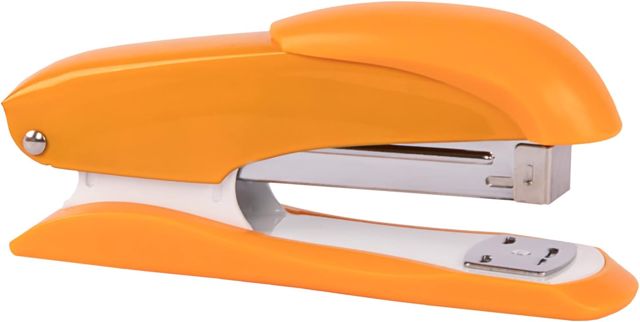 Idena 11549 - Agrafeuse 13 cm, 50 agrafes 24/6 incluses, orange, pour 20 feuilles, 1 pièce