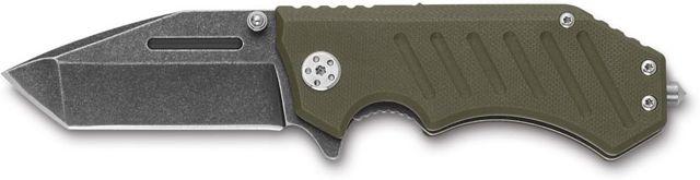 AUSONIA - COUTEAU DE POCHE AVEC LAME EN ACIER INOX ET MANCHE EN G10 AVEC BRISE-VITRE DE 16 CM, LAME 7 CM
