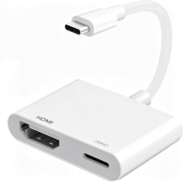 Adaptateur USB C vers HDMI pour iPhone 17/16/15, Adaptateur AV Numérique Type C, Convertisseur d'écran de Synchronisation Compatible avec iPhone, iPad, MacBook vers HDTV/Projecteur/Moniteur