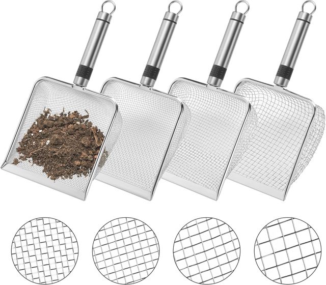 GIONAR Lot de 4 tamis de jardin en acier inoxydable