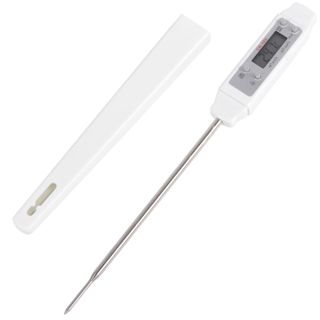 Angoily Thermomètre Alimentaire Numérique à Sonde, Thermomètre pour Aliments, Acier Inoxydable et Abs, Affichage Led, Blanc, pour Eau, Huile et Lait, Barbecue Cuisine