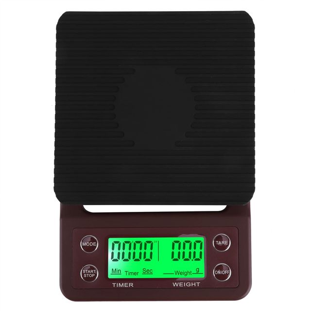 Balance à café avec minuterie, balance à café expresso, balances électroniques de cuisine de haute précision pour la préparation du café, avec écran LCD(Vin rouge 2)