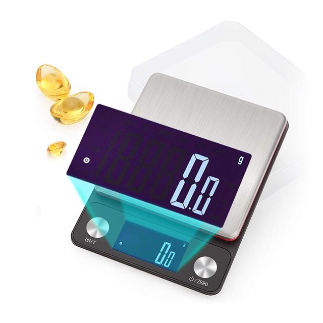 Balance de Cuisine élevée de 5 Kg avec une Précision de 0,1 G, Balance électronique Rechargeable par USB, Plate-forme en Acier Inoxydable, Conversion Multi-unités, Conception Compacte pour la