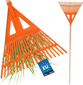 KOTARBAU® Rateau à Feuilles - Plastique - 61 cm - Noir - avec Manche - Râteau Jardin - Balai à Gazon - Ramasse Feuilles - Léger - Résistant - Entretien Jardin