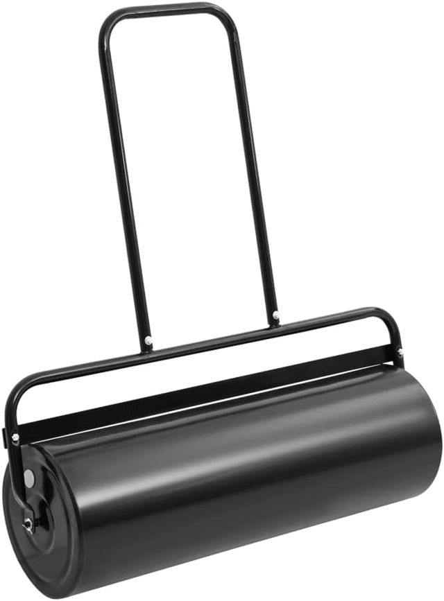 vidaXL Rouleau à gazon à pousser de jardin noir 63 L fer et acier