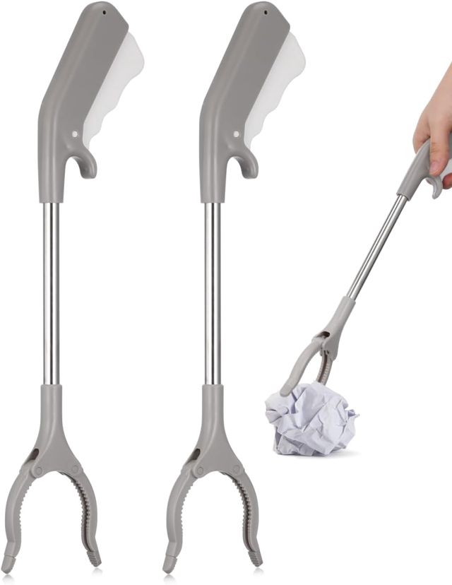 Cabilock Lot de 2 pinces de préhension en acier inoxydable pour jardin - 41,50 cm - Avec poignée ergonomique et design antidérapant - Pour collecter les déchets - Hautes étagères extérieures