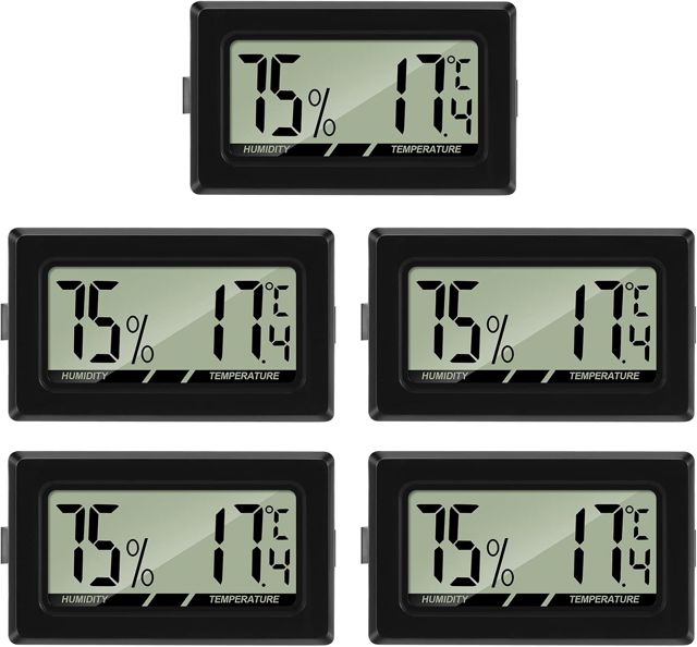 Thlevel Thermomètre Hygromètre Mini Digital LCD Température Humidité Testeur Portable Thermo Indicateur pour Bureau Cuisine Humidors Incubateurs Reptiles 5 Pièces