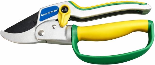 Sécateur de Jardin à Crémaillère avec Poignée Rotative Automatique, Coupe Max 24 mm, Lame Acier Haute Teneur en Carbone, Sécateur Ergonomique pour Taille Rosiers, Arbustes et Branches