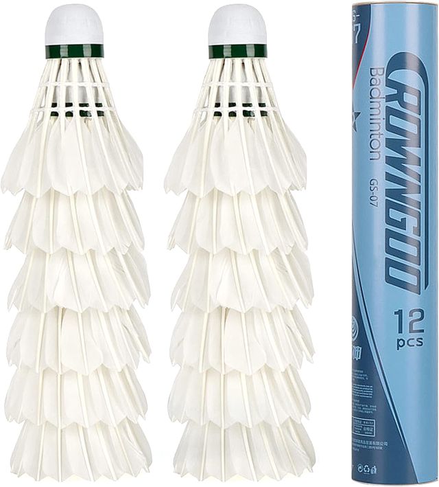 12 Pcs Volant Badminton Plume Badminton en Plumes de Canard Balles de Badminton à Grande Vitesse Volants de Badminton pour La Compétition et L'entraînement