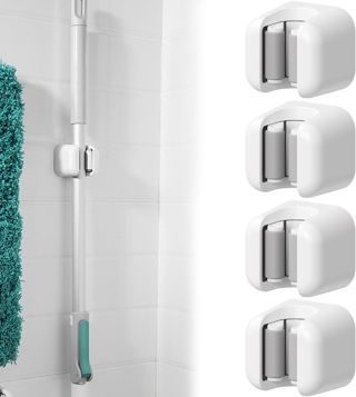 WUBAYI Lot de 4 supports muraux robustes pour serpillères, balais et outils, support mural pour cuisine, salle de bain, garage et jardin