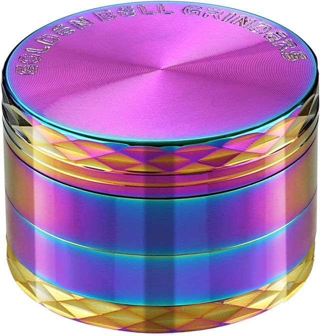 LIHAO 2”(5cm) Grinder Moulin à Herbes Épices en Zinc Alliage en 4 pièces avec Décorations en Forme de Losanges - Nickel Noir