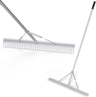 FANTASK Râteau de Jardin avec tête de râteau de 91 cm de Large et Long Manche, en Aluminium avec 36 Dents, râteau à Feuilles, râteau à Gazon pour ameublir Le Sol, Entretien du Paysage