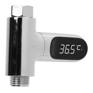 Keenso Thermomètre de Douche Numérique LED, Jauge de Température en Aluminium pour Salle de Bain et Cuisine avec Affichage à Code Couleur