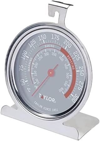 Taylor Pro Thermomètre de Cuisson au Four, Jauge de Température de Cuisine Précis et Multi-Fonctions pour Cuisson au Four ou Barbecue, Résistant Jusqu'à 300°C, Garanti 5 Ans, Acier Inoxydable