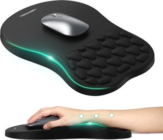 TECKNET Tapis de Souris Ergonomique Repose-Poignet Mousse Mémoire, Noir
