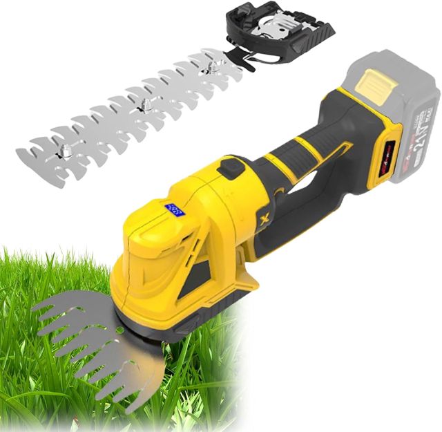 Taille-haie sans fil 2 en 1 compatible avec batterie Dewalt 20 V, tondeuse à gazon électrique avec 2 lames pour jardin, arbuste, pelouse