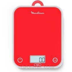 Moulinex Optiss BN50U3V0 Balance de cuisine numérique, écran rétroéclairé facile à lire, anti-rayures, capacité de 5 kg, rouge