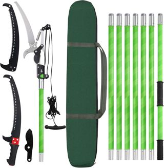 Scie à Élaguer Télescopique, Scie avec Manche Télescopique 8m,Coupe Branche Telescopique,Outils de Jardin pour Palmiers, Arbustes et Grands Arbres