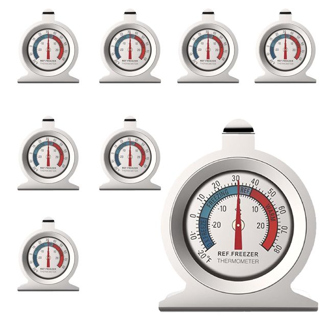 8 Pièces Thermometre Frigo, Thermomètre en acier inoxydable, Thermometre Congelateur en Acier Inoxydable pour Réfrigérateur et Congélateur